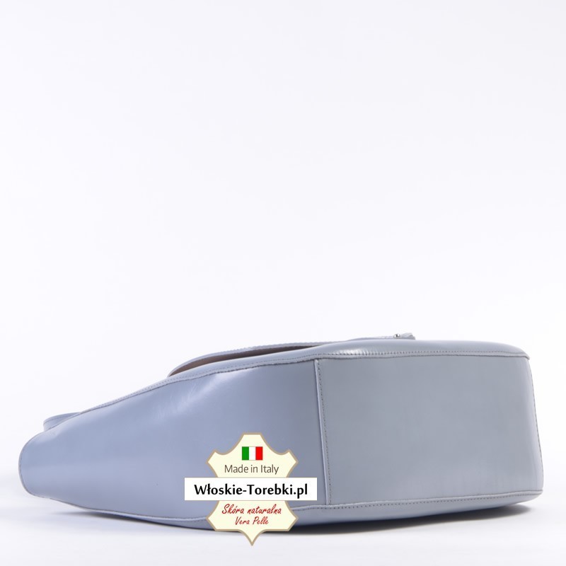 Szara duża torebka damska włoska - Savina produkcji włoskiej ze skóry