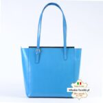 Niebieska torba typu shopper Nerina z włoskiej skóry