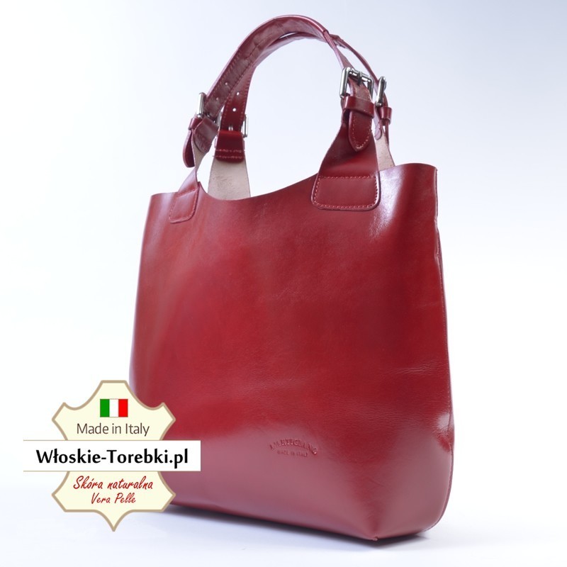 Shopper Bag w kolorze czerwonym - torba Nicolina ze skóry