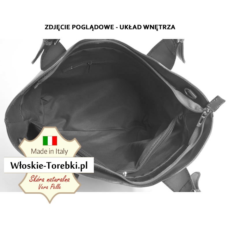 Duża torba z granatowej skóry - włoski oryginał