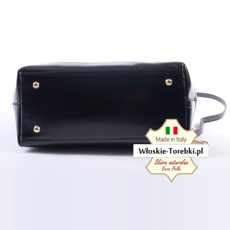 Klasyczna torebka damska, modny kształt, kolor czarny - model Letizia