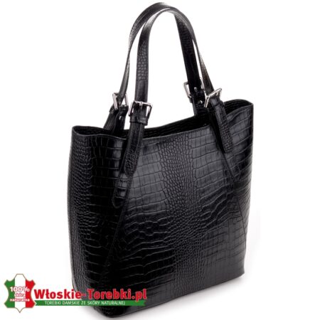 Duża stylowa torba damska Donatella skóra krokodyla