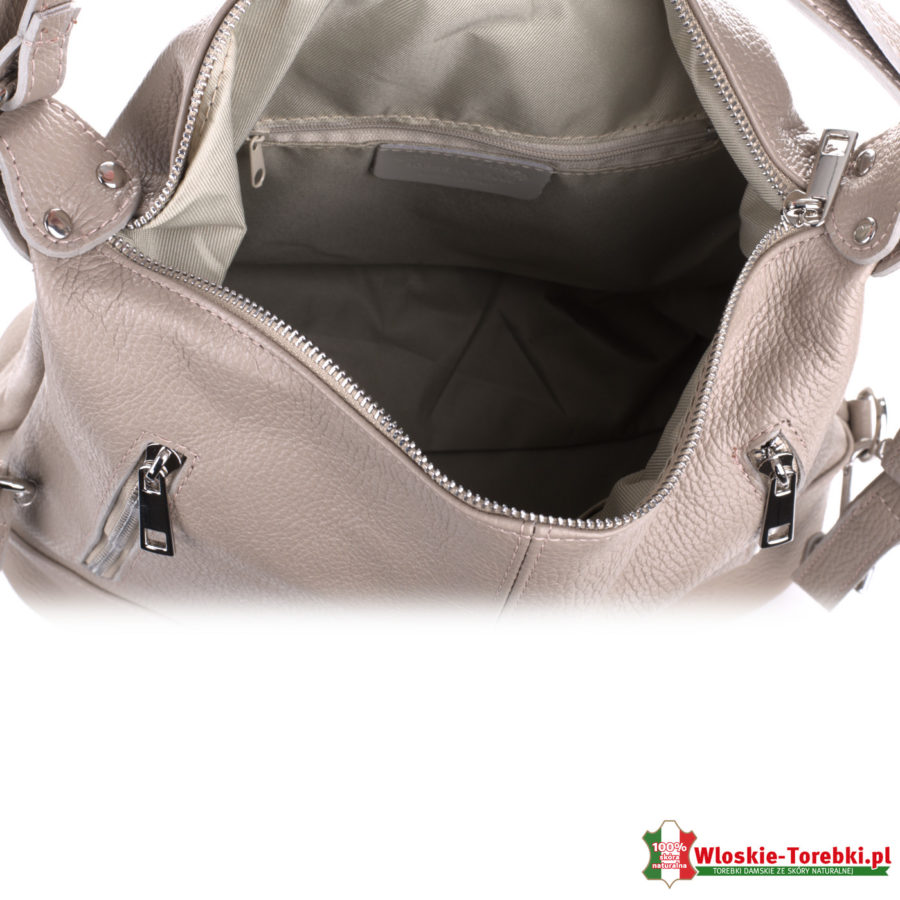 Viviana torbo-plecak A4 beżowy zamykany suwakiem